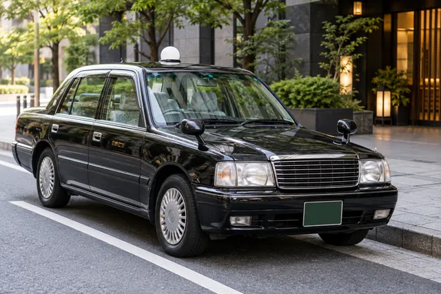 日本の街に停車するタクシーのイメージ